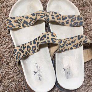 American eagle leopard slide sandals size 8